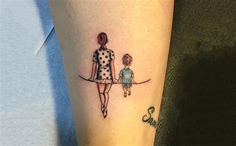 mother son tattoos|mother and son silhouette tattoo.